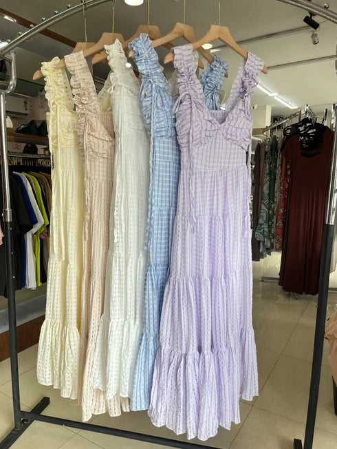 Summer Ladies Ruffle Half Sleeves Layer Flounce Dresses